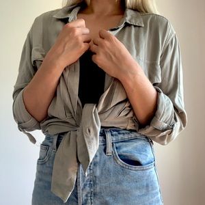 Calvin Klein button up size medium 100% viscose in light moss colour